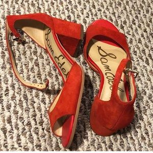 Red Suede Strap Heels Sam Edelman
